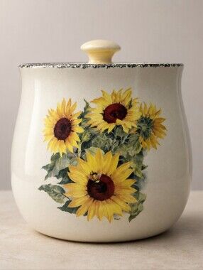 Casey Pottery Sunflower Ceramic Canister - Yellow Sunflower Decorative Jar
